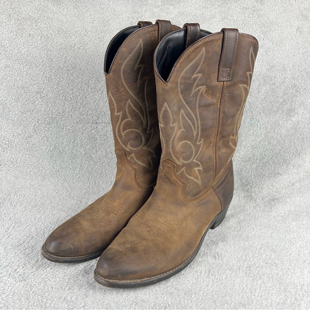 Masterson Mens RB876 Size 11.5D Brown Leather Cowboy Work Boots 12” Tall